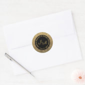 Anpassbare Monogramm-Hochzeitsskala Siegel Gold un Runder Aufkleber (Umschlag)