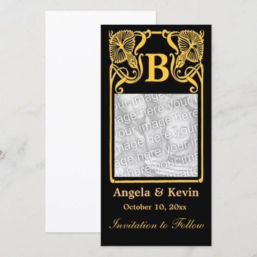 Anpassbare Monogramm-Karte für das Save the Date F (Vorne/Hinten)