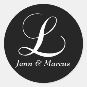 Anpassbare Monogramm-L-Hochzeitsticker Runder Aufkleber