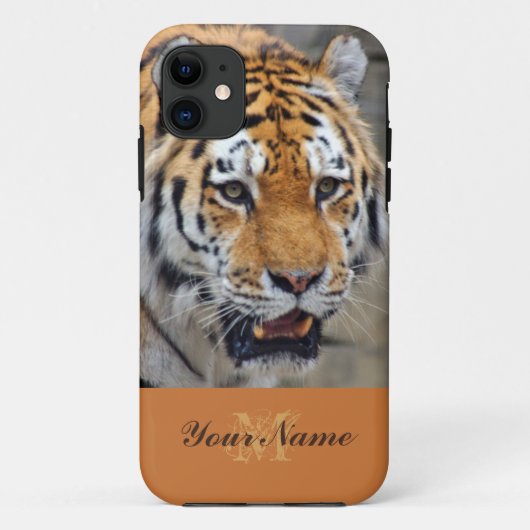 Anpassbare Monogramm mit einem majestätischen Tige Case-Mate iPhone Hülle (Rückseite)