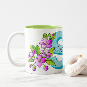 Anpassbare Monogramm + Name-Tasse (Stil: Sophia) Zweifarbige Tasse
