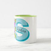 Anpassbare Monogramm + Name-Tasse (Stil: Sophia) Zweifarbige Tasse (Mittel)