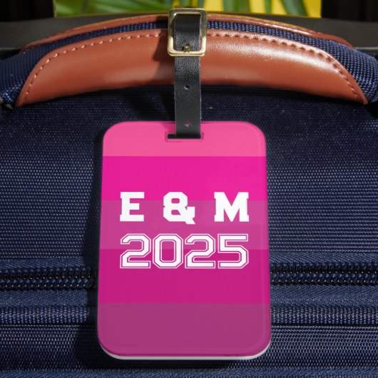 "Anpassbare Monogramm und Jahre Gepäckanhänger (Vorderseite Insitu 2)