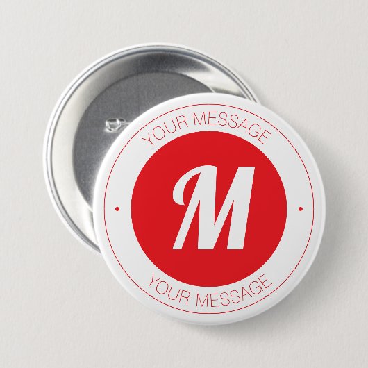 Anpassbare Monogramm- und kreisförmige Textvorlage Button (Vorne & Hinten)
