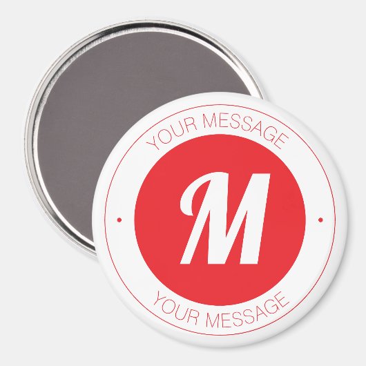 Anpassbare Monogramm- und kreisförmige Textvorlage Magnet (Vorderseite/Rückseite)