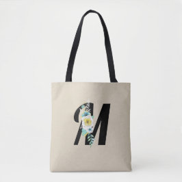 Anpassbare Monogramm-Weiß- und Aqua-Floral-Spray Tasche