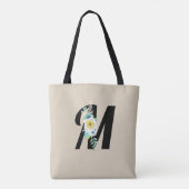 Anpassbare Monogramm-Weiß- und Aqua-Floral-Spray Tasche (Rückseite)