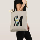 Anpassbare Monogramm-Weiß- und Aqua-Floral-Spray Tasche (Von Nahem)