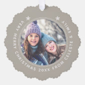 Anpassbare Mutter Tochter Taupe Frohe Weihnachten Ornament Karte (Vorderseite)