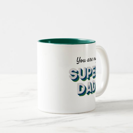 Anpassbare Nachricht für Superdad Zweifarbige Tasse (VorderseiteRechts)