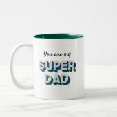 Anpassbare Nachricht für Superdad Zweifarbige Tasse (Links)