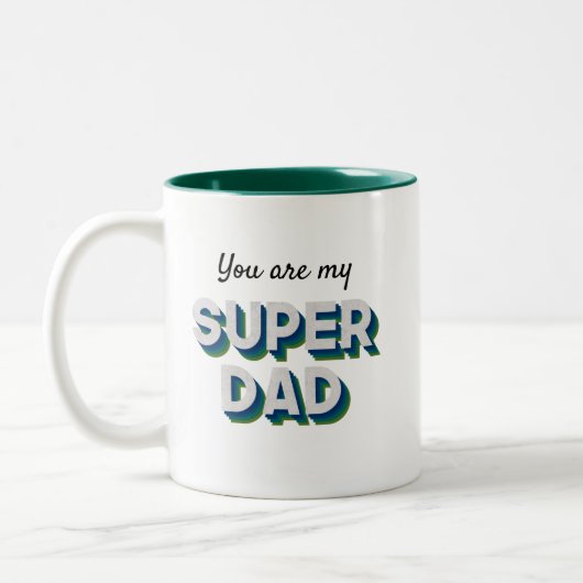 Anpassbare Nachricht für Superdad Zweifarbige Tasse (Links)