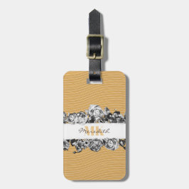 Anpassbare Name Gold Rose Chic Monogram Luxus Gepäckanhänger