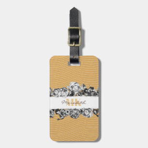 Anpassbare Name Gold Rose Chic Monogram Luxus Gepäckanhänger