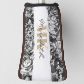 Anpassbare Name Gold Rose Chic Monogram Luxus Golf Headcover (Rotieren 90)