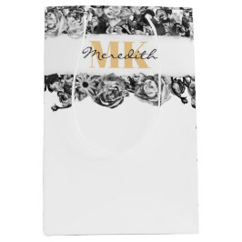 Anpassbare Name Gold Rose Chic Monogram Luxus Mittlere Geschenktüte