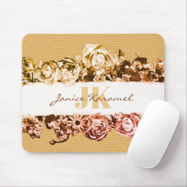 Anpassbare Name Gold Rose Chic Monogram Luxus Mousepad