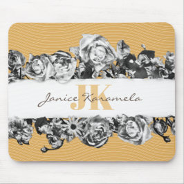 Anpassbare Name Gold Rose Chic Monogram Luxus Mousepad