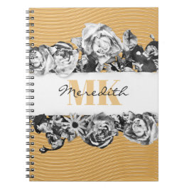 Anpassbare Name Gold Rose Chic Monogram Luxus Notizblock
