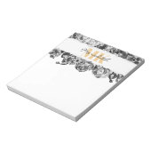 Anpassbare Name Gold Rose Chic Monogram Luxus Notizblock (Rotiert)