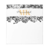 Anpassbare Name Gold Rose Chic Monogram Luxus Notizblock (Vorderseite)