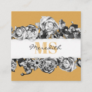 Anpassbare Name Gold Rose Chic Monogram Luxus Quadratische Visitenkarte
