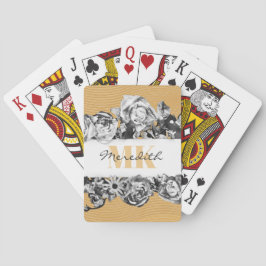 Anpassbare Name Gold Rose Chic Monogram Luxus Spielkarten