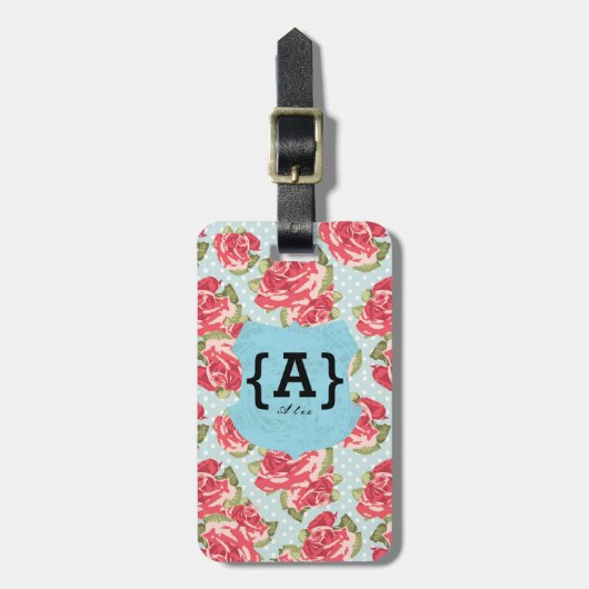 Anpassbare Name- und Kontaktinformationen zu Rose Gepäckanhänger (Vorderseite vertikal)