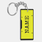 Anpassbare Namenslizenz-Plakette Gelb und Schwarz Schlüsselanhänger (Vorderseite links)