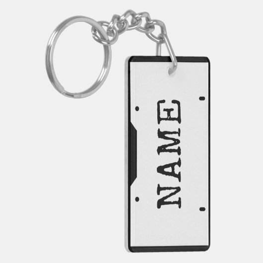 Anpassbare Namenslizenz-Plakette Weiße schwarze Gr Schlüsselanhänger (Vorderseite links)