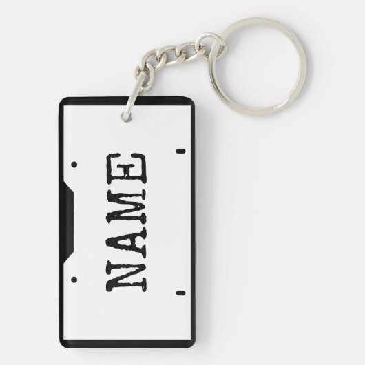 Anpassbare Namenslizenz-Plakette Weiße schwarze Gr Schlüsselanhänger (Rückseite)