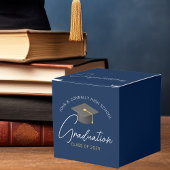 Anpassbare Navy Blue Modern Graduation Party Geschenkschachtel