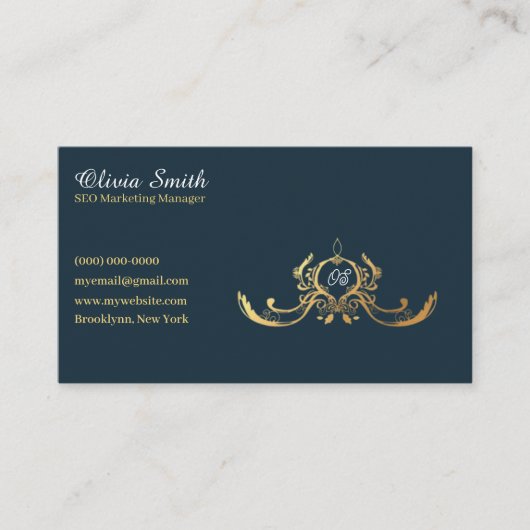 Anpassbare Navy Elegant Business Card 15 Visitenkarte (Vorderseite)