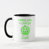 Anpassbare Neon Halloween - Green Pumpkin Design Tasse (Links)