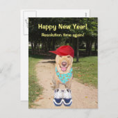 Anpassbare Neujahrsentschließung des Hundes Feiertagspostkarte (Vorne/Hinten)