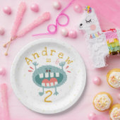 Anpassbare Niedliche Aquamarine Monster Pappteller (Party)