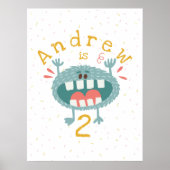 Anpassbare Niedliche Aquamarine Monster Poster (Vorne)