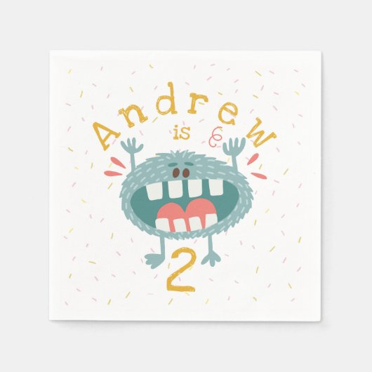 Anpassbare Niedliche Aquamarine Monster Serviette (Vorderseite)