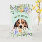 Anpassbare Niedliche Beagle Osterzeit Karte (Gelbe Blume)