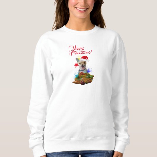 Anpassbare Niedliche Chihuahua Dog Yappy Weihnacht Sweatshirt (Vorderseite)