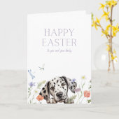 Anpassbare Niedliche Dalmatiner Osterzeit Karte (Gelbe Blume)