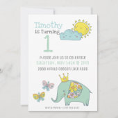 Anpassbare Niedliche Elefanten und Schmetterlinge Einladung (Vorderseite)