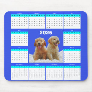 Anpassbare Niedliche Golden Retriever Dog Calendar Mousepad