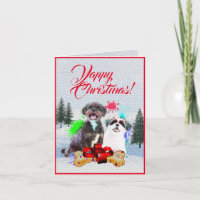 Anpassbare Niedliche Shih Tzu Dog Weihnachtskarte