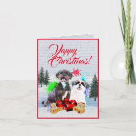 Anpassbare Niedliche Shih Tzu Dog Weihnachtskarte Karte
