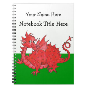 Anpassbare Niedliche Walish Red Dragon Notebook Notizblock