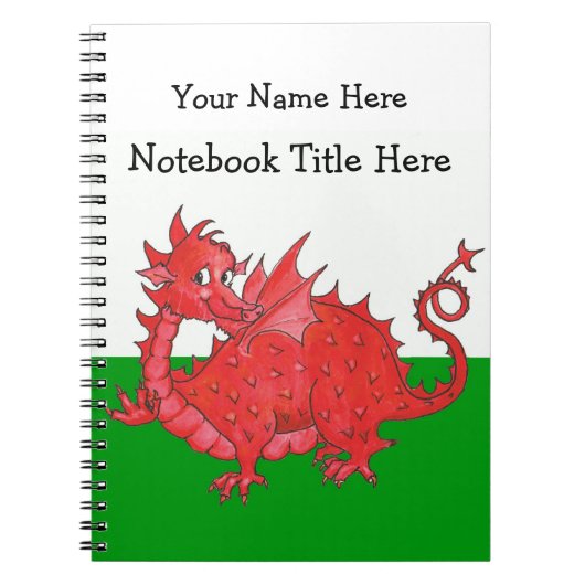 Anpassbare Niedliche Walish Red Dragon Notebook Notizblock (Vorderseite)