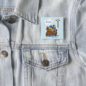 Anpassbare Noah's Ark Baby Taufe, Boy Blue Button (Beispiel)