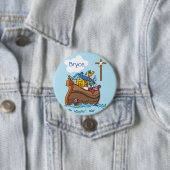 Anpassbare Noah's Ark Baby Taufe, Boy Blue Button (Beispiel)