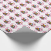 Anpassbare Noahs Ark Baby Taufe, Girl Pink Geschenkpapier (Ecke)